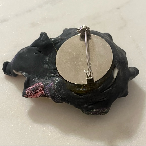 VTG Art Deco Lady Face Head Brooch Pin With Metallic Hat Accents - Picture 10 of 16